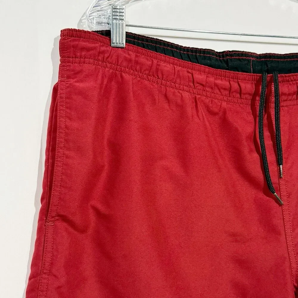 Croft & Barrow Swim Trunks Men's Size Medium Red Shorts Mesh Lined Drawstring